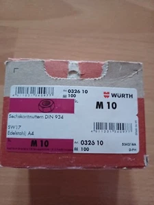 Sechskantmuttern der Firma WÜRTH M10 DIN 934 SW17 Edelstahl; A4 - Bild 1 von 2