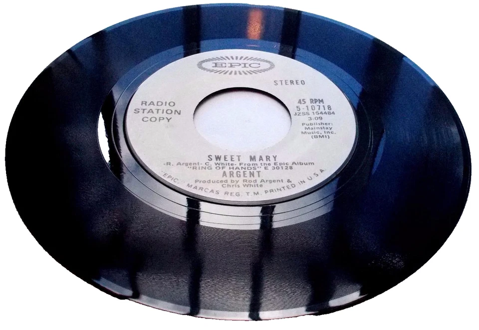 Argent Sweet Mary Mono & Stereo 1971 Epic10718 Blues Rock Promo 45 rpm VG+ - Image 1 of 1