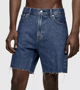 CALVIN KLEIN Classic Gravel Stone Indigo Blue Cut Off Denim Jean Shorts Mens 32 - Picture 1 of 7