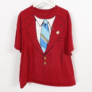 Anchorman Movie Channel 4 Red Suit and Tie Buttons Graphic T-Shirt Paramount 2XL - Picture 1 of 12