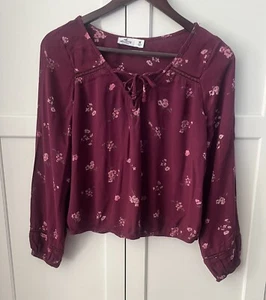Hollister Mujer Borgoña Floral Top Talla. M - Imagen 1 de 5
