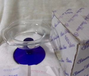 PRINCESS HOUSE  -Hand blown Crystal/cobalt 3" Pillar Candleholder #693 open box! - Picture 1 of 9