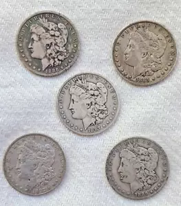 1878-1904 Morgan Silver Dollar Lot of 5 Coins XF Pre-1921 - These exact 5 coins - Picture 1 of 2
