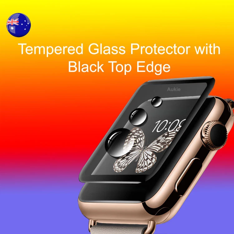 Apple Watch Tempered Glass w Black Top Edge Screen Protector/Cover 40/44/42/38mm - image 1 of 1