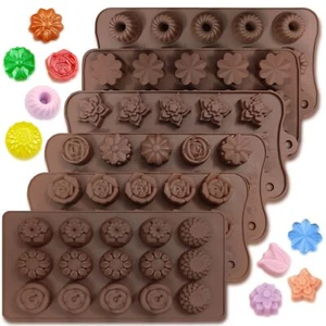 6 Pcs Silicone Chocolate Molds Flower Mold Candy Mold Jelly Mould Nonstick Kitch - Picture 1 of 6