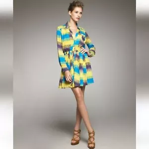 Thakoon Addition Ikat Print Gathered Waist Mini Shirt Dress 2 ASO June Ambrose - Picture 1 of 8