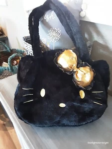 Hello Kitty Black Handbag Hello Kitty Shoulder Bags, CUTE NWT, Larger SZ PLUSH - Picture 1 of 10