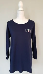 Crown & Ivy Womens Sweatshirt M Medium Cotton Navy Blue Long Sleeve Pullover - Picture 1 of 10