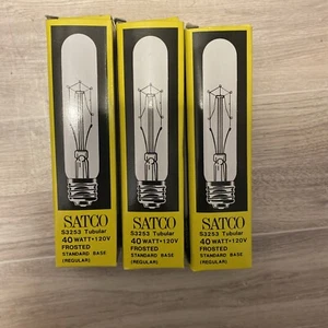 SATCO S3253 Tubular 40 Watt 120V Frosted Standard Base Light Bulb Regular 3 - Picture 1 of 3