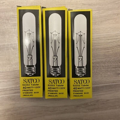 SATCO S3253 Tubular 40 Watt 120V Frosted Standard Base Light Bulb Regular 3 - Image 1 of 3