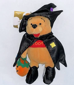 9" Winnie-The-Pooh Bear BOO Halloween Witch w/ Hat Bean Bag Plush 2000 NWT - Picture 1 of 4
