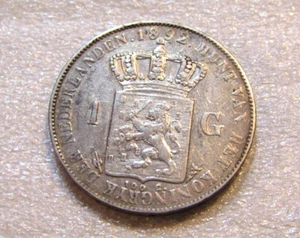 Netherlands 1892 1 Gulden Silver Old Coin Wilhelmina - Picture 1 of 7