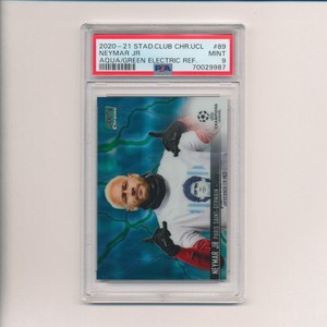 NEYMAR JR /150 Aqua Green Electric PSA 9 2020 Topps Stadium Club Chrome UEFA 89