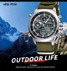 Tactical All-Terrain Quartz Sports Watch – Men's Waterproof Dual-Time, Luminous - Picture 1 of 9