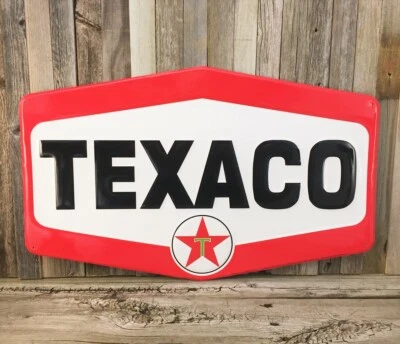 Texaco Gasolina Aceite Logo 24" Grande Metal Lata Letrero Garaje Hombre Cueva Gas Nuevo Foto 1 de 2