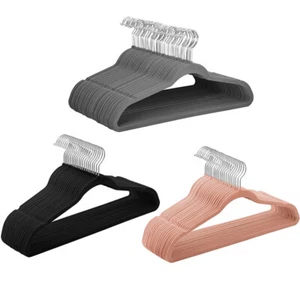 Velvet Clothing Hangers 20/40/60 Pack Black Non-Slip Space Saving Free Shipping - Picture 1 of 19