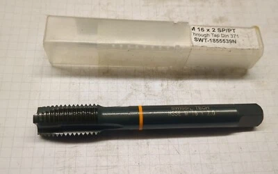 Swiss + Tech M16x2 SP/PT Through Tap HSS-E DIN 371 orange band spiral point - Image 1 of 4