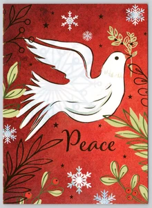 Greeting Card Red Dove of Peace with Olive Branches - Christmas - Picture 1 of 4