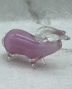 Vintage Art Glass Hand Blown PINK PIG Figurine 3” Murano Style Mini - Picture 1 of 24