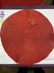 St. Nicholas Square One Shimmer Solids Round Placemat NWT ~ RED - Picture 1 of 3