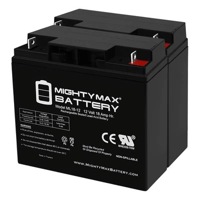 Mighty Max 12V 18AH Battery for Baoshi 6-DZM-20 6DZM20 - 2 Pack - Image 1 of 4