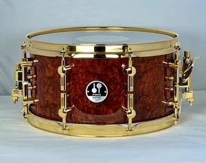 Sonor Amboina 13x7 Maple Heavy 12 ply 8mm 24k gold-plated Snare w/SKB pre-owned - Picture 1 of 18