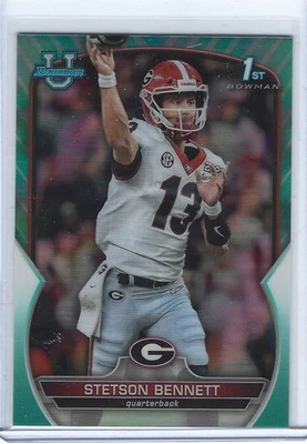 2022 Bowman University Chrome - Stetson Bennett #39 Aqua Refractor 293/299 (RC) - Image 1 of 2