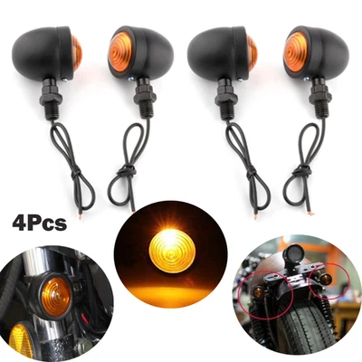 4pcs Universal Turn Signal Light Indicator Amber Blinker Lamp For Harley Touring - Image 1 of 4