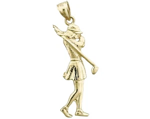 Colgante de oro de 14 quilates para mujer jugador de golf - Imagen 1 de 6