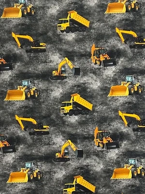 Jersey Stoff Kinderstoff Digitaldruck Bagger - Bild 1 von 2