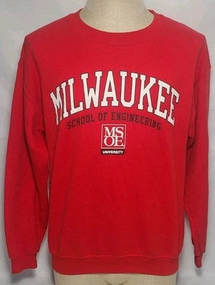 MV Sport MSOE Red Crewneck Sweatshirt Milwaukee School Of Engineering Sz M Used  - Image 1 of 4