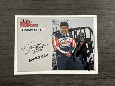 Tarjeta coleccionable autografiada Tommy Scott World Of Outlaws Sprint Car Racing USAC Foto 1 de 2
