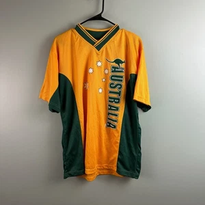 Australia Rugby Soccer Jersey Men's Medium Yellow Green Shirt Matilda Kangaroo - Picture 1 of 11