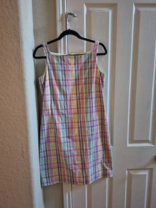 Lauren Ralph Lauren Sleeveless Dress Size 12 Pink Rainbow Plaid Pastel - Imagen 1 de 6