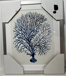 Pottery Barn Coral in Blue Framed Print 19.5" w x 23.5" l x 0.5" t Read - Picture 1 of 6