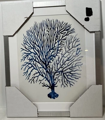 Pottery Barn Coral in Blue Framed Print 19.5" w x 23.5" l x 0.5" t Read - Image 1 of 4