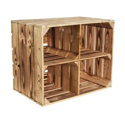 Geflammte Obstkiste 50x40x30cm Hell Geflammt Schuhregal Wandregal Holzkiste Deko - Bild 1 von 4