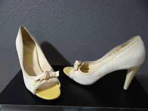 Salvatore Ferragamo hellbraune Wildleder-Lederabsätze offene Zehenpartie Größe 9 B - Bild 1 von 14