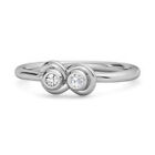 Dual Stone 2 MM Round White Zircon Gemstone 925 Sterling Silver Infinity Ring