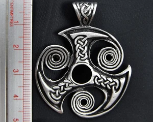 Celtic Triskelion Triskele Pewter Pendant Necklace Pagan Goth Biker - Picture 1 of 1