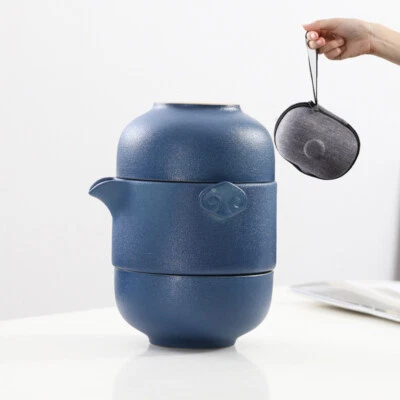 Juego de té portátil con bolsa para tetera de cerámica de viaje taza de cerámica juegos de té de kungfu Foto 1 de 4