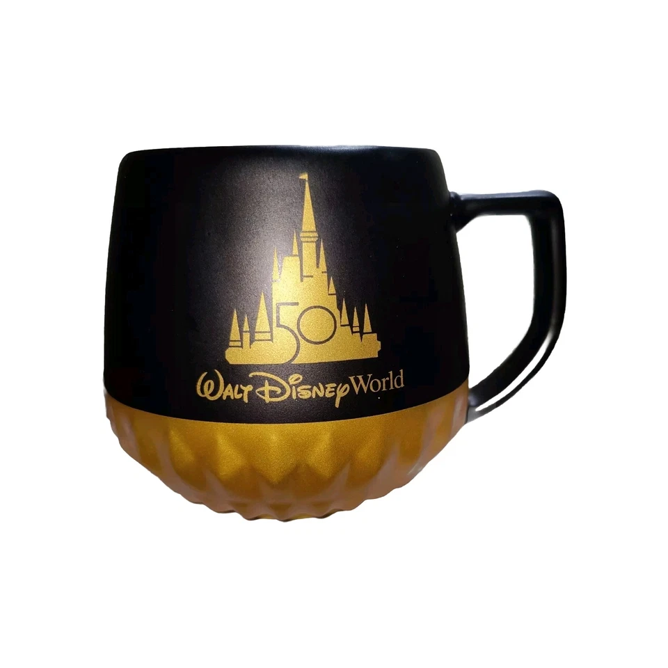 Walt Disney World Starbucks Mug 50th Anniversary Coffee Tea Cup Black Gold 12 Oz - Image 1 of 4
