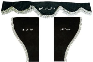 3 szt. Zestaw zasłon do samochodów ciężarowych Zasłony Okno boczne Szyba przednia Czarne do MAN - Zdjęcie 1 z 1