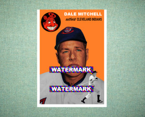 Dale Mitchell Cleveland Indians 1954 Style Custom Baseball Art Card
