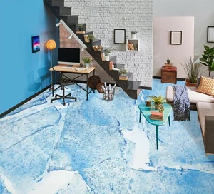 3D Blue Ice Texture 56RAI60 Floor WallPaper Murals Wall Print Decal AJ WALL Fay - Picture 1 of 5
