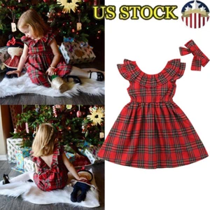 Toddler Infant Kid Baby Girl Christmas Lace Deer Princess Party Dress Clothes - Picture 1 of 8