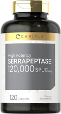Serrapeptase 120000 SPU | 120 Capsules | Supports Sinus Health | by Carlyle