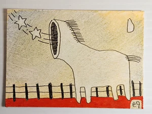 e9Art ACEO stars and horse outsider art brut naive - Picture 1 of 3