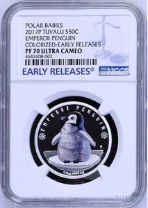 2017 P Tuvalu PROOF Silver Polar Babies EMPEROR PENGUIN NGC PF70 Coin w/ OGP - Picture 1 of 6