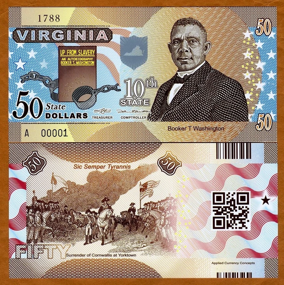 USA States, Virginia, $50, Polymer, ND (2014), P-N/L, UNC - Image 1 of 1